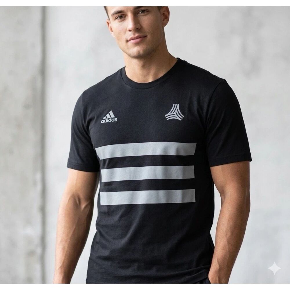 Adidas Tango Football Tshirt Mens L Soccer Black Heavy Cotton Abstract Design